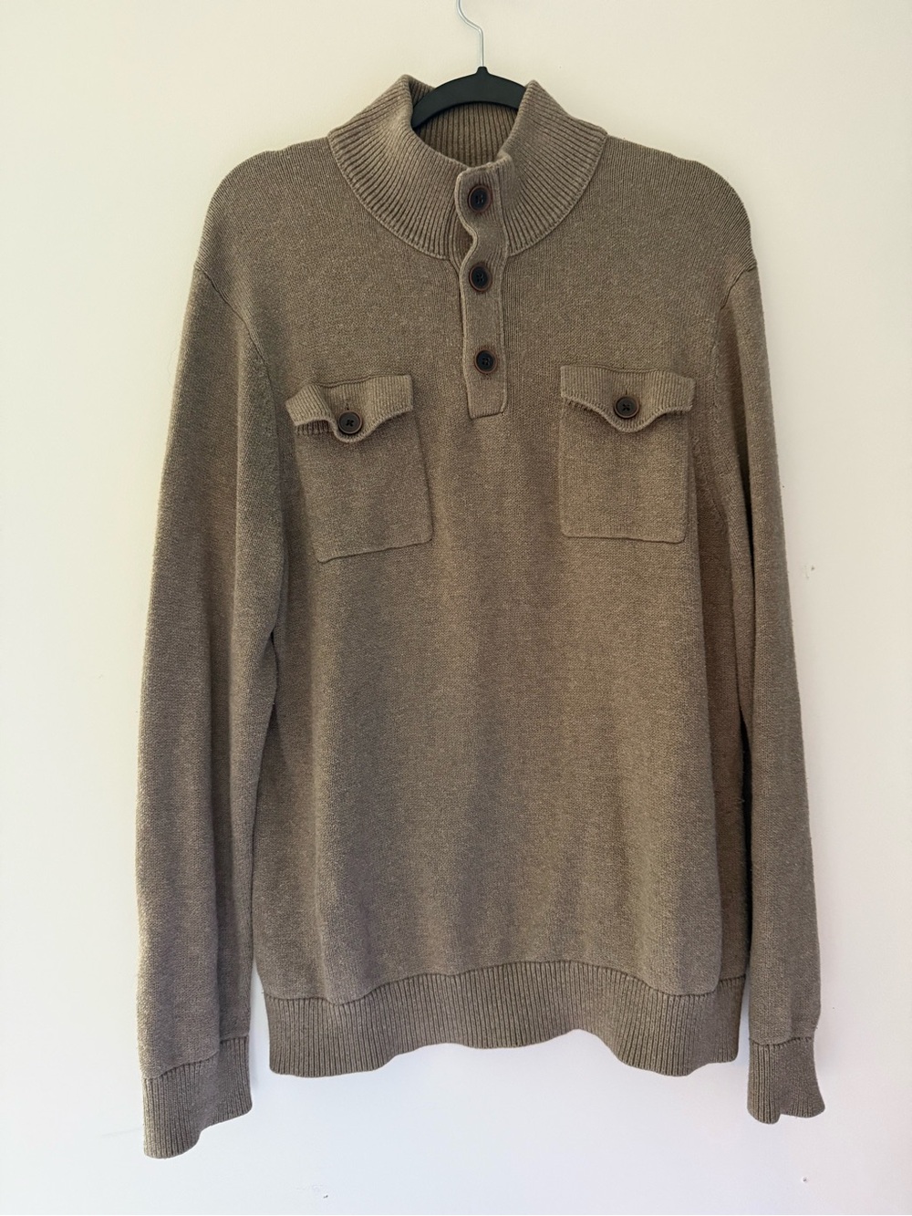 Banana Republic Men's Button-Front Turtleneck Sweater - Taupe